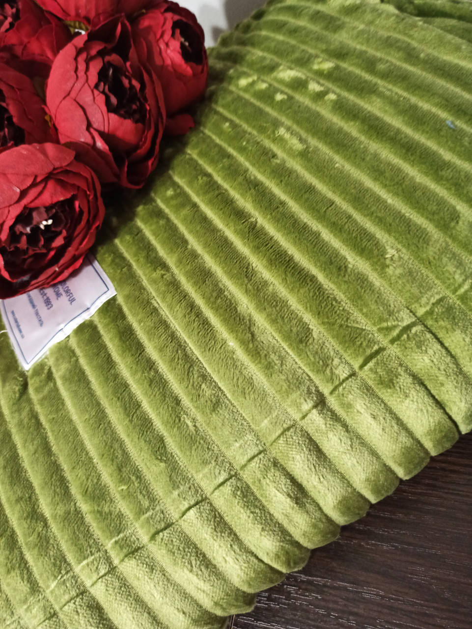 

Плед-покрывало, шарпей узкая полоска микрофибра евро 200* 230 см. оливковый.