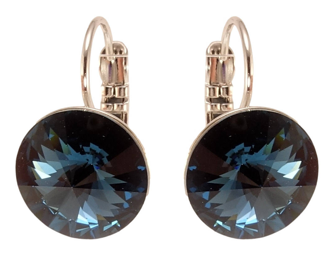 

Серьги Xuping Родий с кр-ми Swarovski французский замок "Кристаллы Montana на дужках" ø 12мм