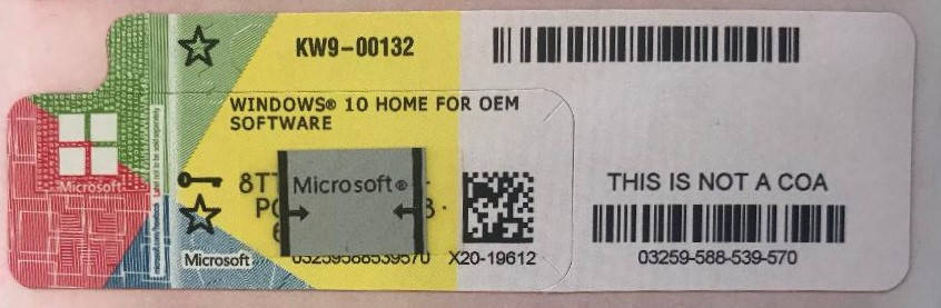 

Microsoft Windows 10 Home 64-bit, RUS, лицензионная наклейка (KW9-00132)