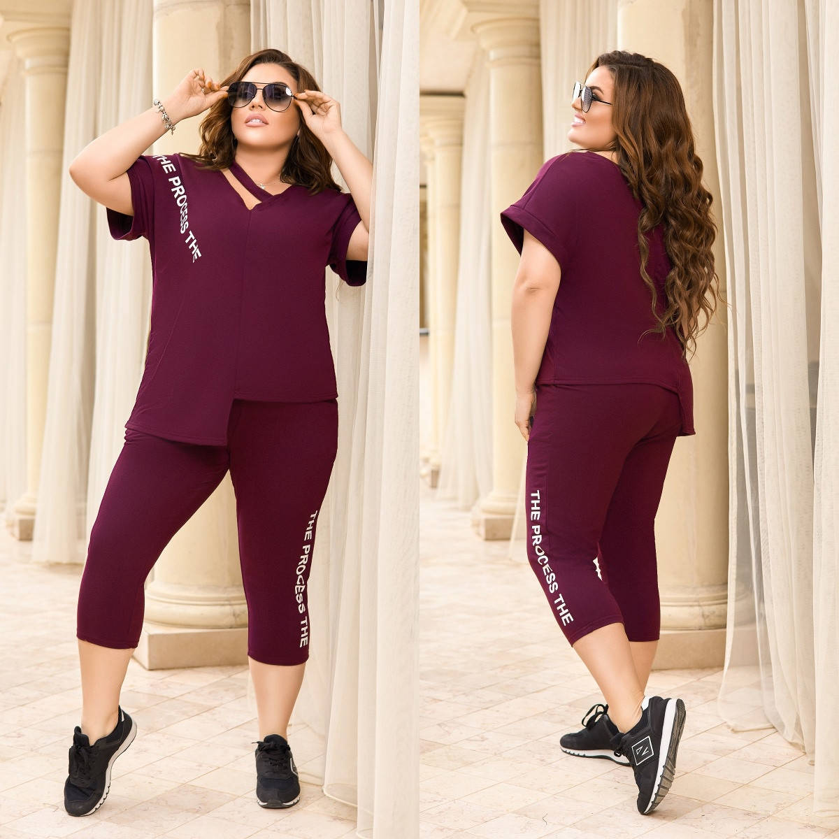 

Женский костюм футболка с бриджами Батал 5264