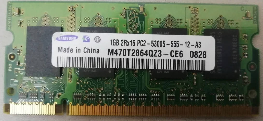 

Оперативная память Samsung SODIMM DDR2-667 1GB PC2-5300 (M470T2864QZ3-CE6)