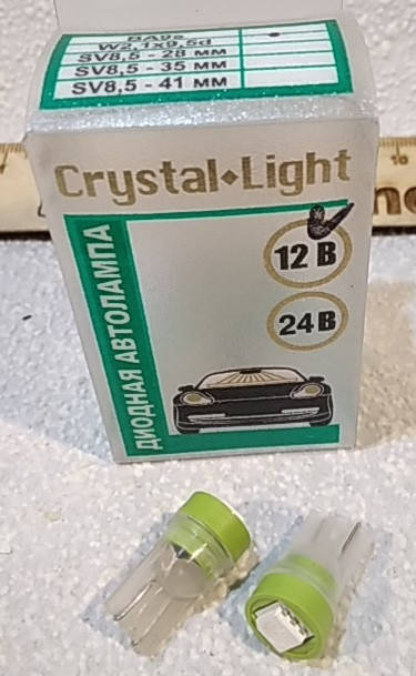 

Светодиодная авто лампа габаритов, номера Crystal Light LED W5W (зеленая)