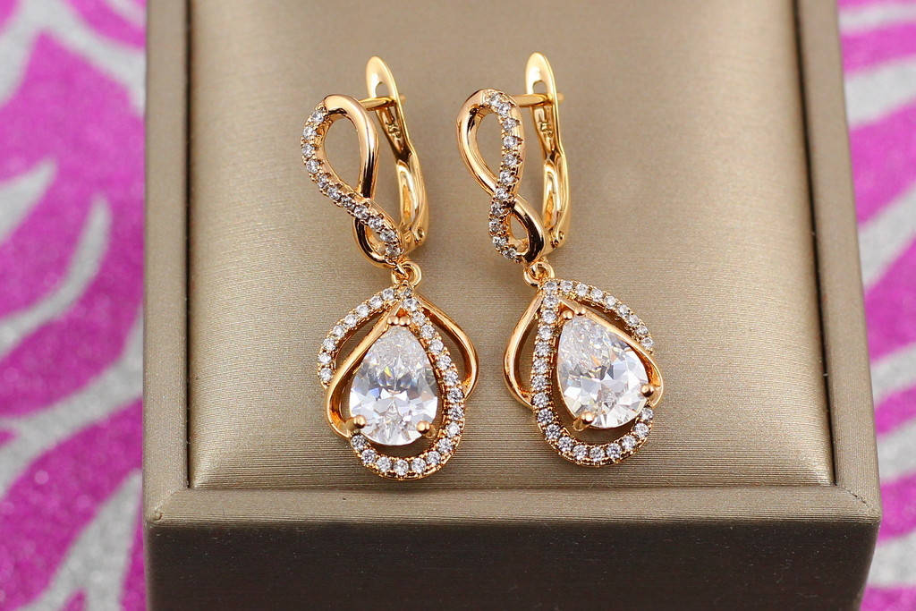 

Серьги подвески Xuping Jewelry капли росы 3,4 см золотистые