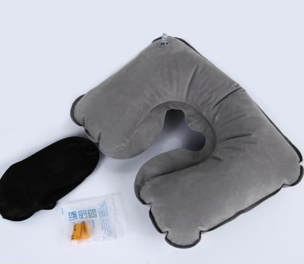 

Дорожная надувная подушка (комплект: подушка, беруши, маска для сна). Серый Кладовка