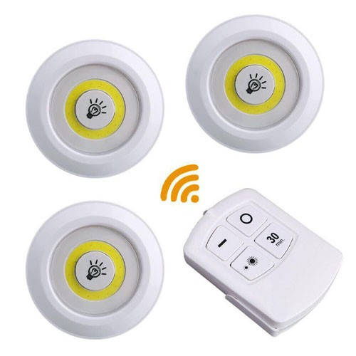 

3x LED светильник ночник автономный, с пультом ДУ, белый, 105006