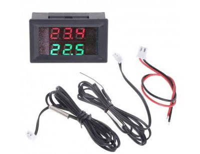 

Двойной термометр с LED дисплеем и двумя щупами - красный зеленый