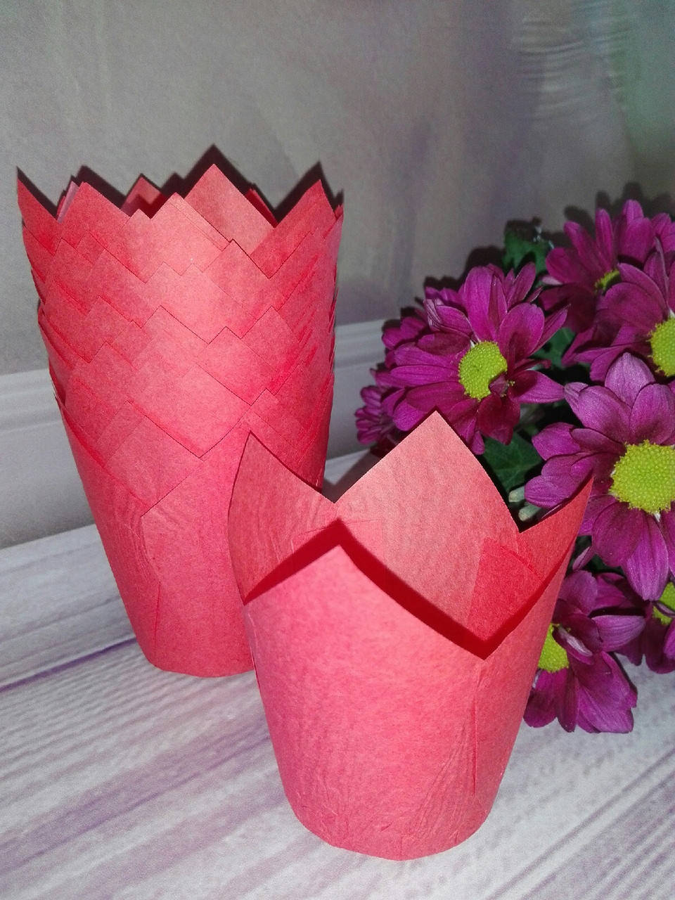 

Бумажные формы для кексов Тюльпан, красные 10 шт