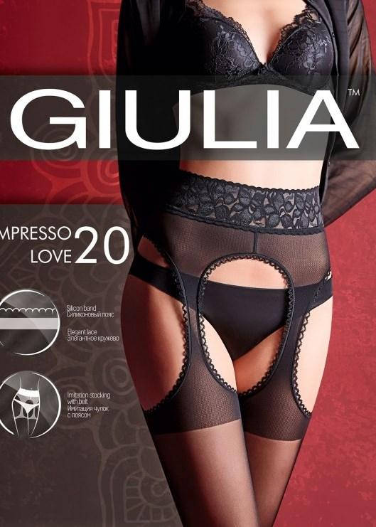 

Колготки женские имитация чулок с поясом Impresso Love 20 тм Giulia, Черный