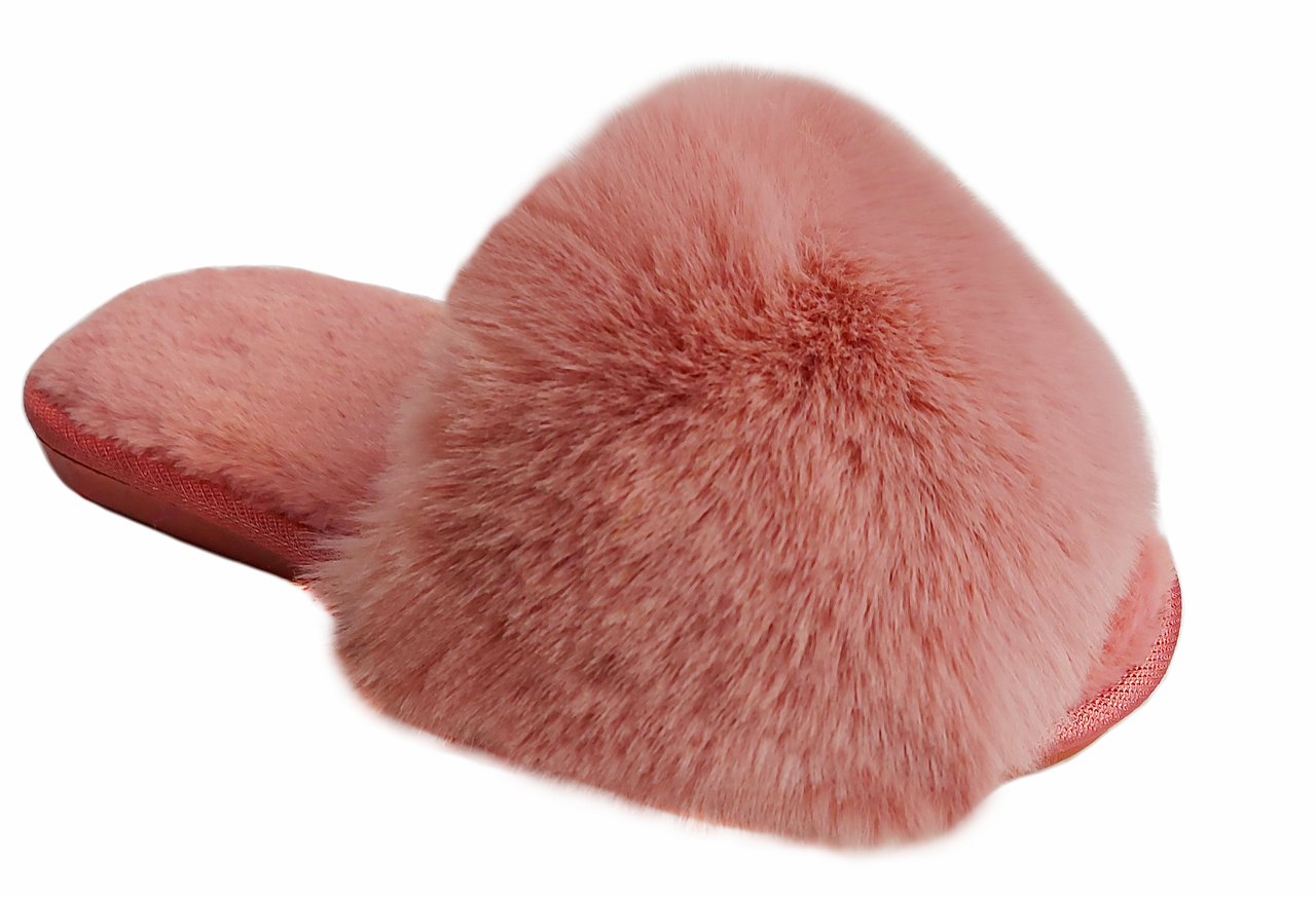 

Plaazzo Тапочки женские открытые мех pink, Розовый