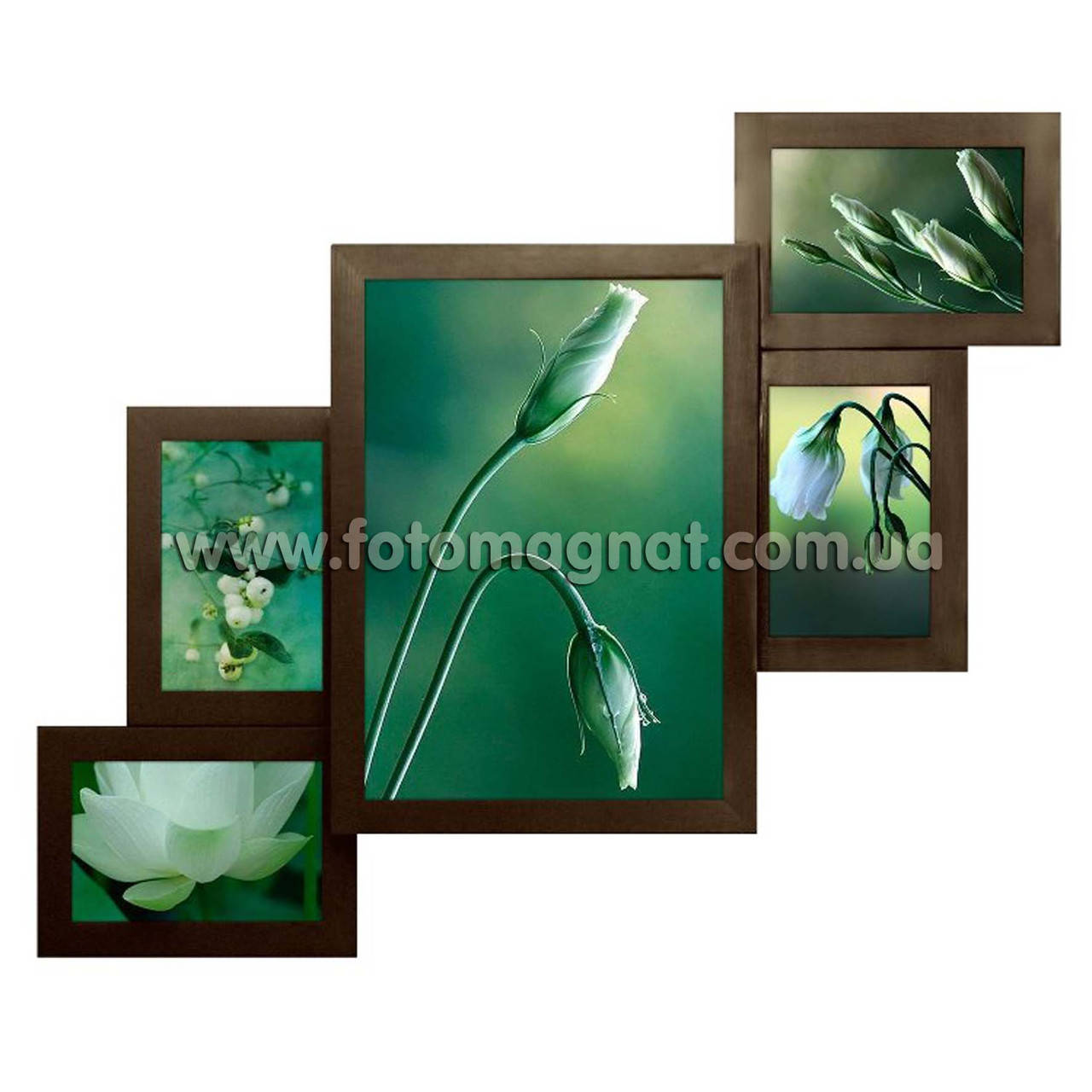 

Деревянная мультирамка на 5 фото "Руноко Венге А4+4" (фоторамка коллаж 62 х 50 см)