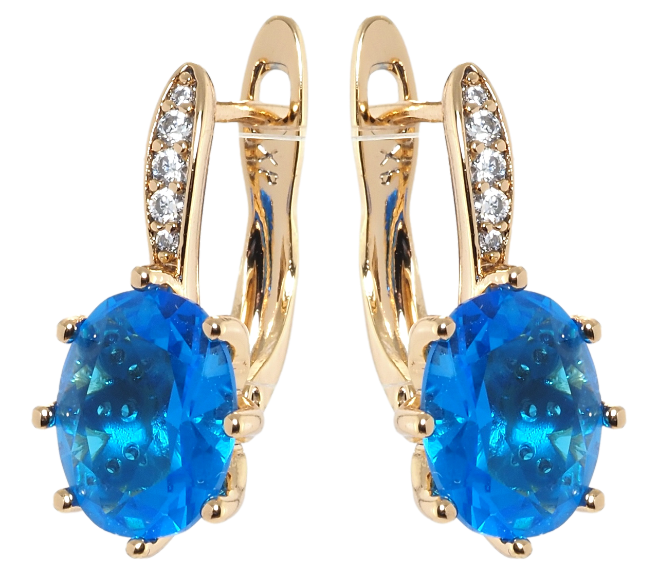 

Серьги Xuping Позолота 18K английский замок "Голубые фианиты на дужке с цирконием"