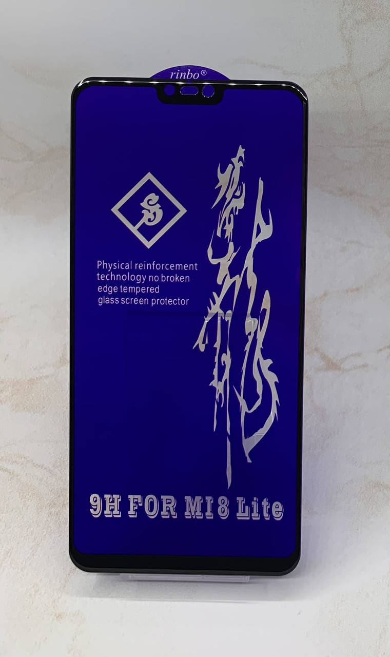 

Защитное стекло для Xiaomi Mi 8 Lite полное покрытие Full Glue полный клей PREMIUM, Черный