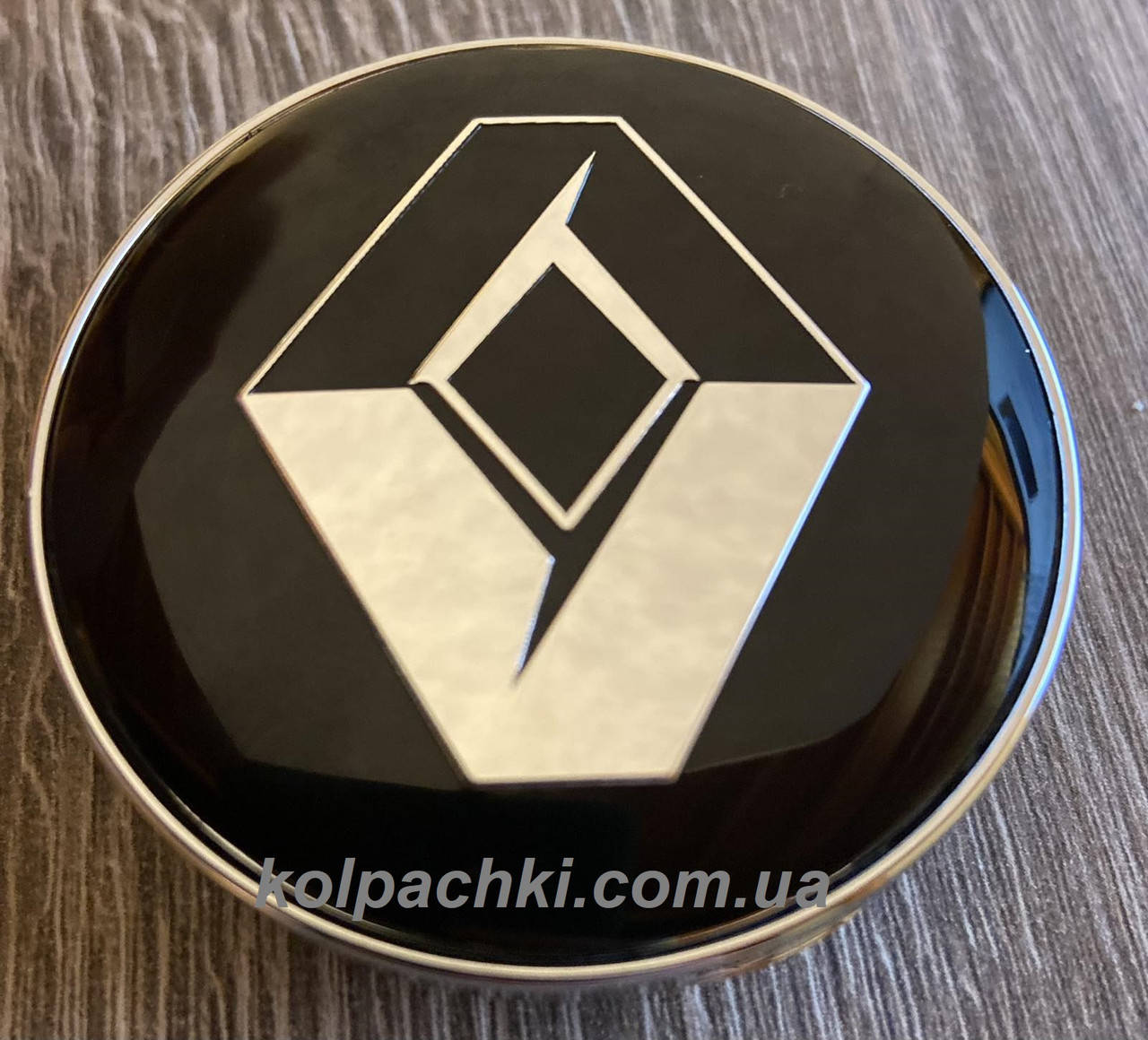 

Колпачки на диски Renault 60мм 56мм черные с хром логотипом