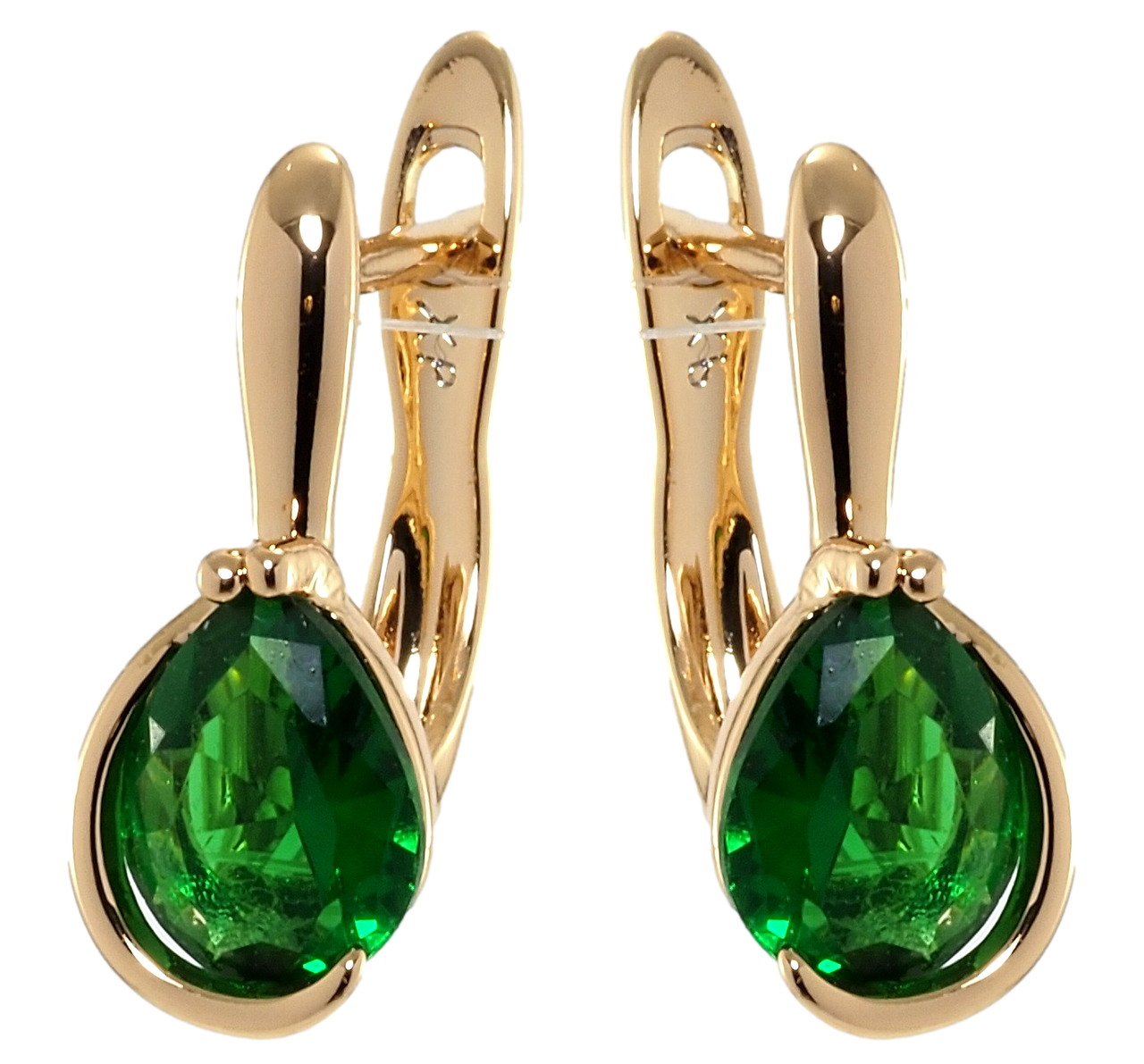 

Серьги Xuping Позолота 18K английский замок "Зеленые фианиты"
