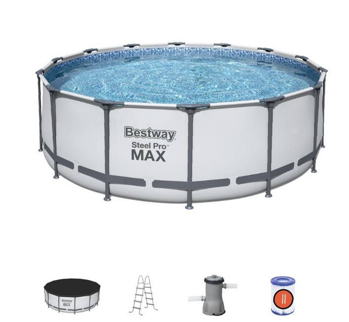 

Каркасный бассейн Bestway 56438 (457-122см),лестница,тент,насос