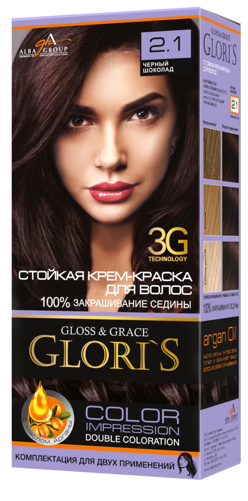 

Краска для волос 2.1 Черный Шоколад, Gloris