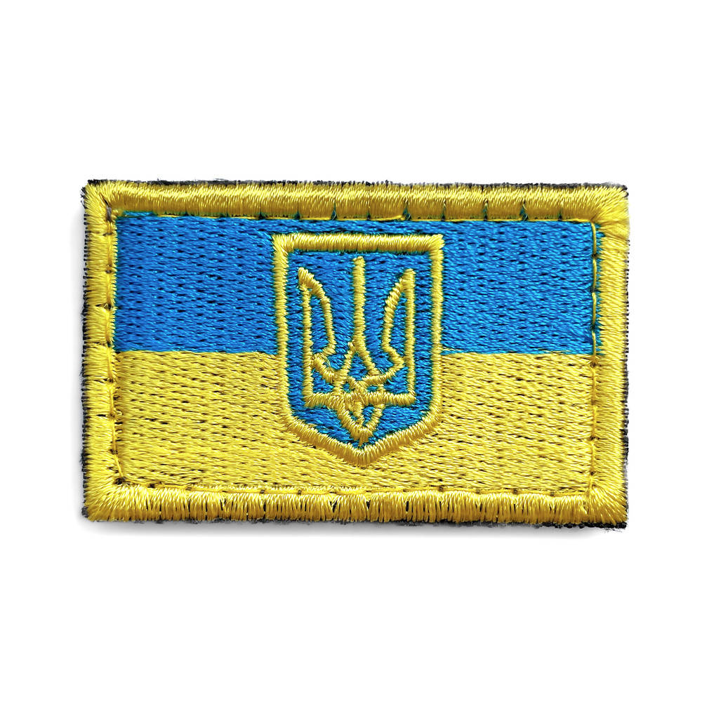 

Шеврон на липучке Прапор з Тризубом 3,5х5,5 см