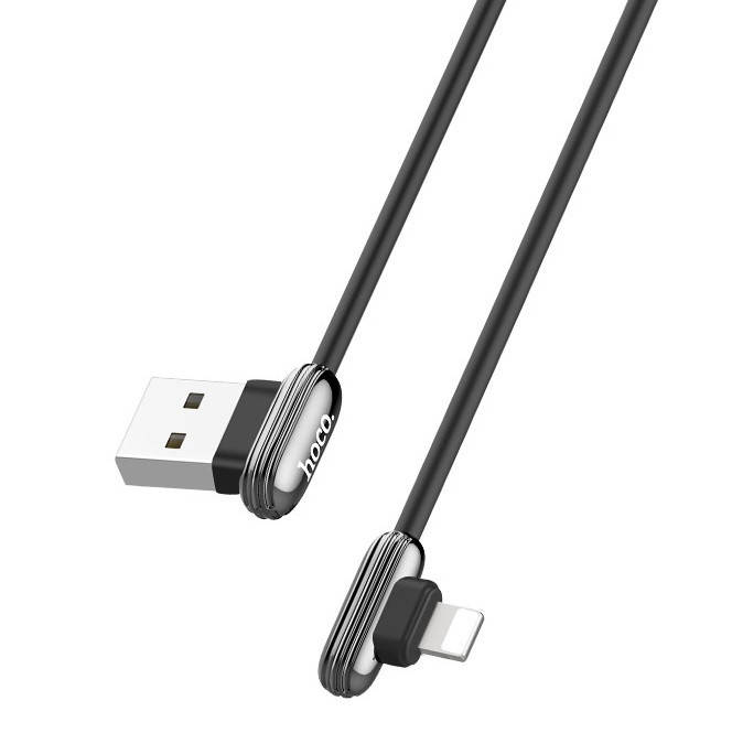

Кабель угловой для зарядки телефона Lightning Apple Iphone Soul secret HOCO U60 |120см, 2.4A| Черный