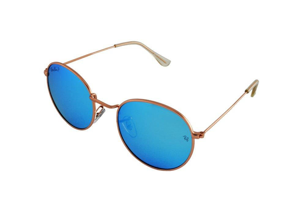 

Солнцезащитные очки Pol Ray Ban 3448 C112-17 голубые зеркальные, Золотистый