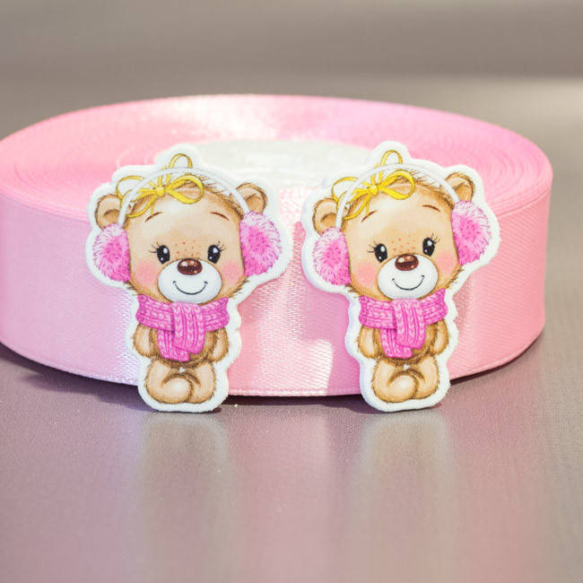 

Кабошон Серединка Мишка в шарфике Сб-414, Разные цвета