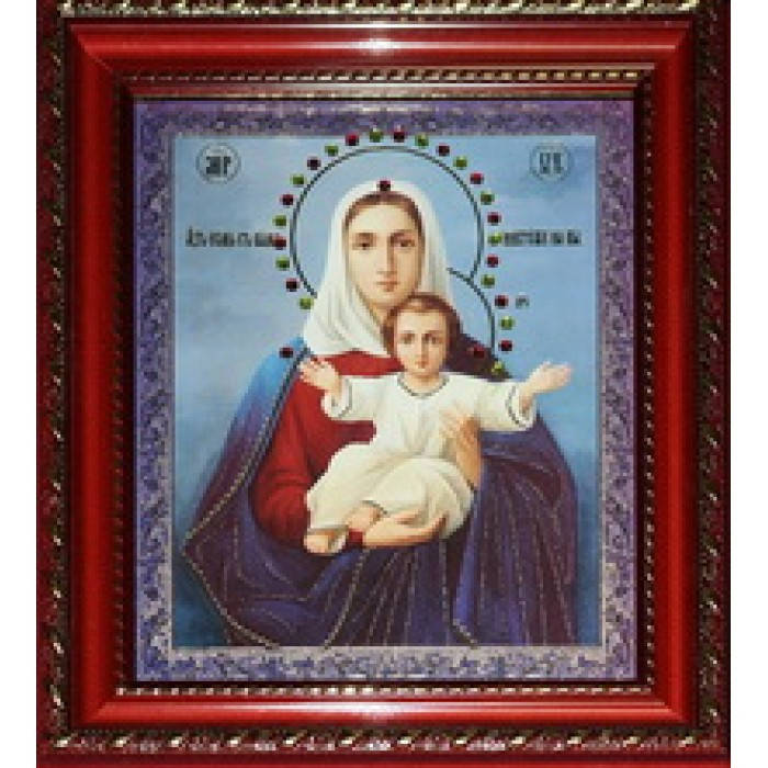

Азм есть с Вами Икона лик с камнями в баг.рам 15х18 ПС159