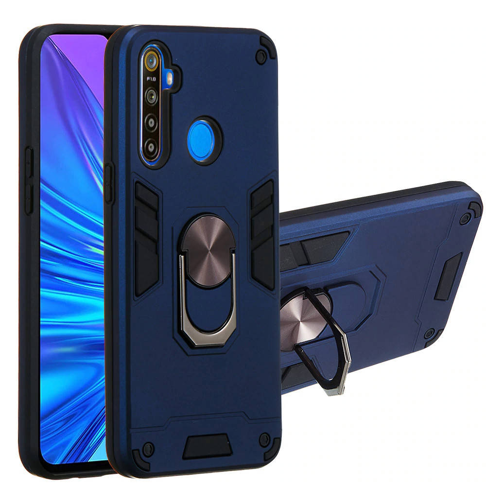 

Противоударный чехол бампер с кольцом подставкой для Realme 6i синий