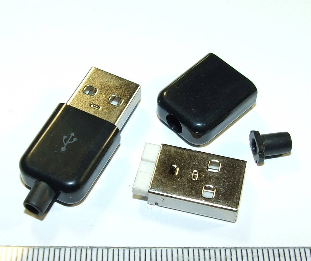 

JC022 USB 2.0 Штекер разъем коннектор роз'єм питания зарядки 4pin папа Черный