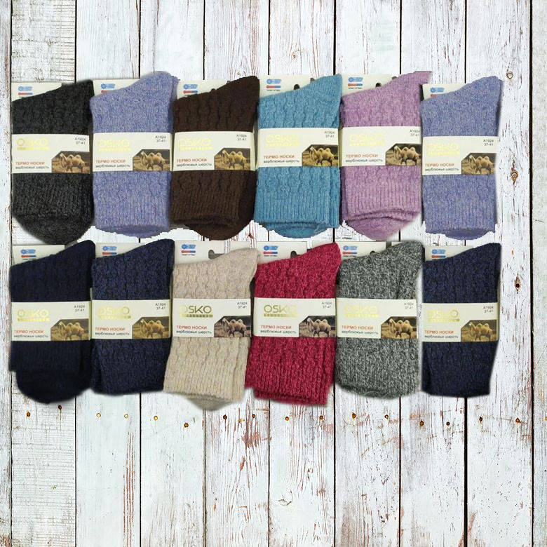

Носки женские термо Osko из верблюжьей шерсти 37-41 цветные | 12 пар, Разные цвета