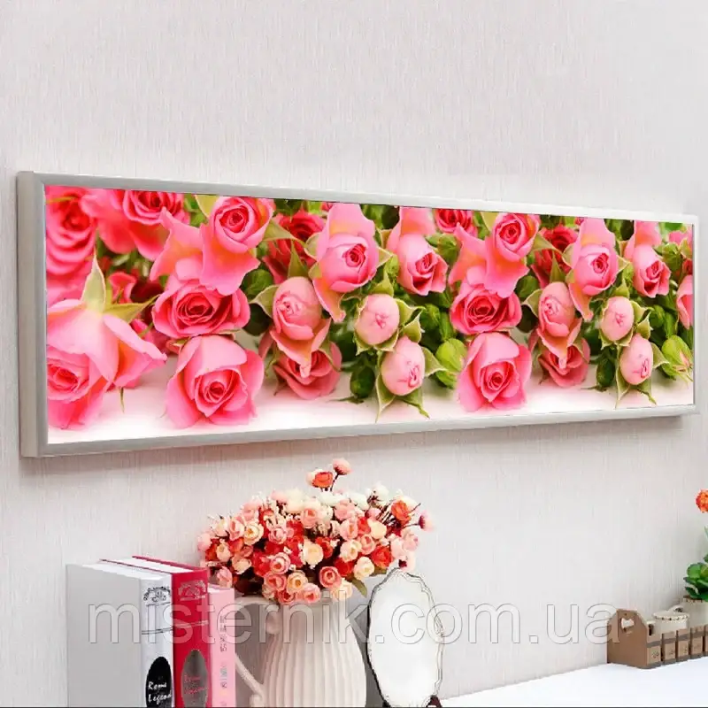 

Алмазная мозаика 5D, Розы,полная выкладка 80*20