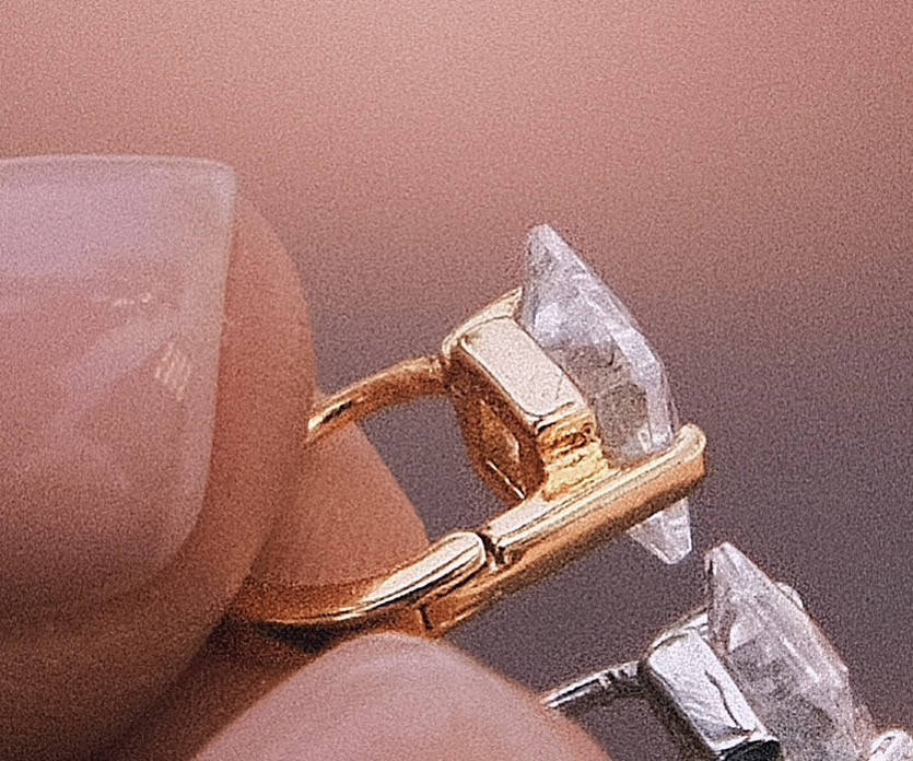 

S925 серебряные серьги - Позолоченные Королевские камни