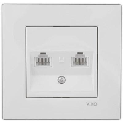 

Розетка 2-я компьютерная(2X RJ45 Cat5e) белая VIKO Karre