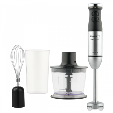 

Блендер погружной SCARLETT SC-HB42F64 (1500Вт, 9 скор, венчик, стакан, измельч. 0,5л)