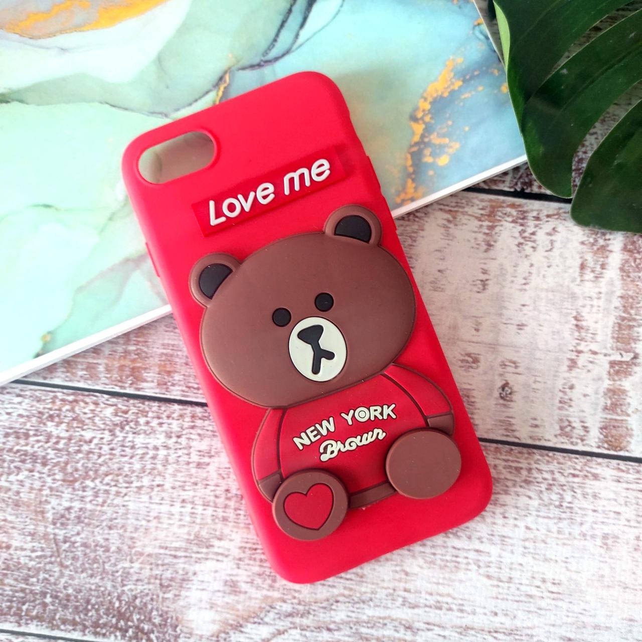 

3D Чехол для Apple iPhone 7 / 8 Мишка Love Me Красный
