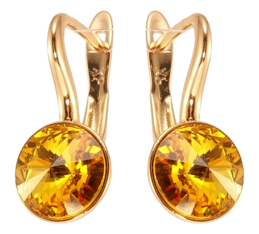 

Серьги Xuping Позолота 18K с кр-ми Swarovski английский замок "Кристаллы Fireopal на дужках, ø 9мм"