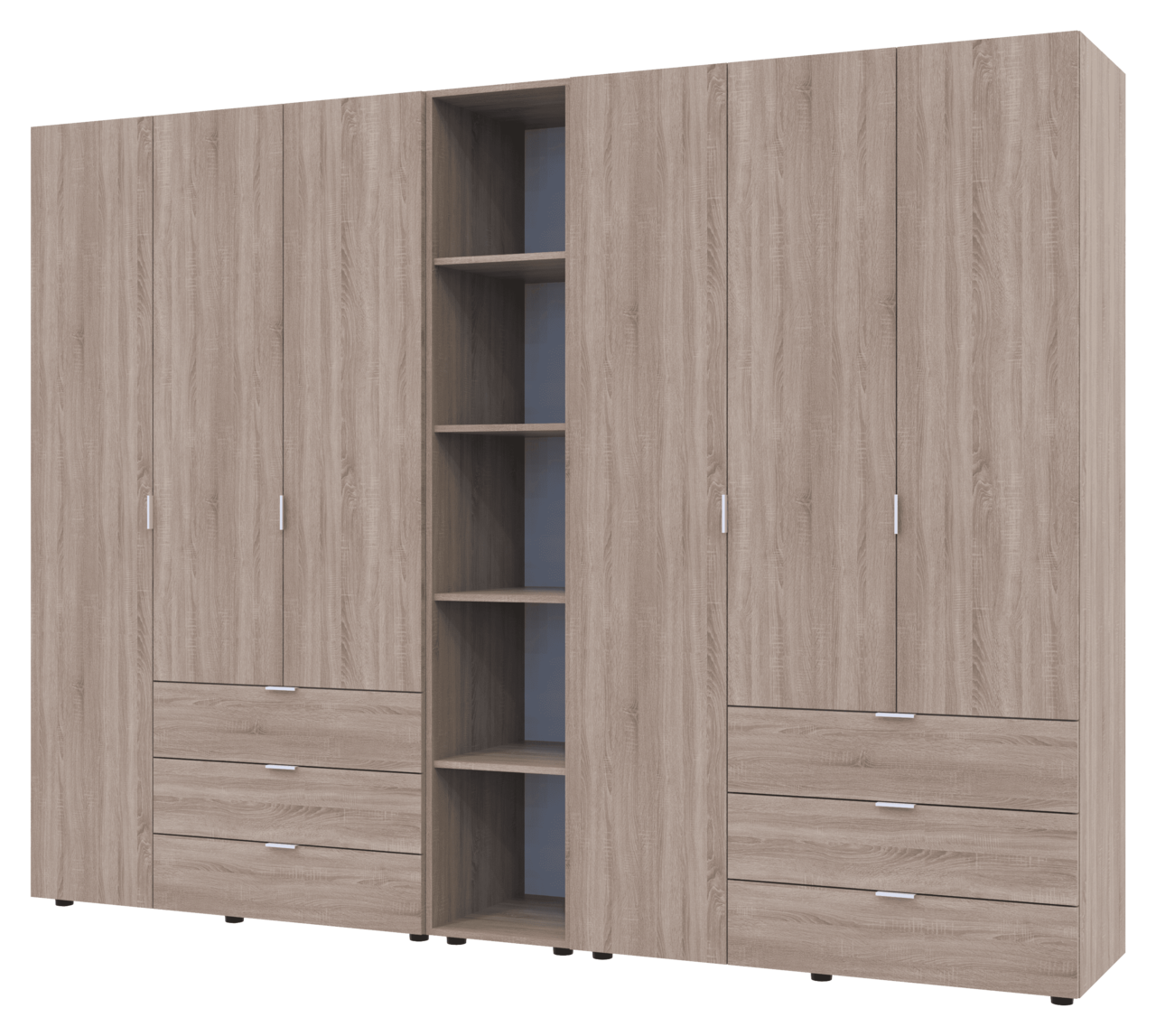 Комплект Doros Гелар з Етажеркою Дуб сонома 3+3 ДСП 270.6х49.5х203.4 (42005052)