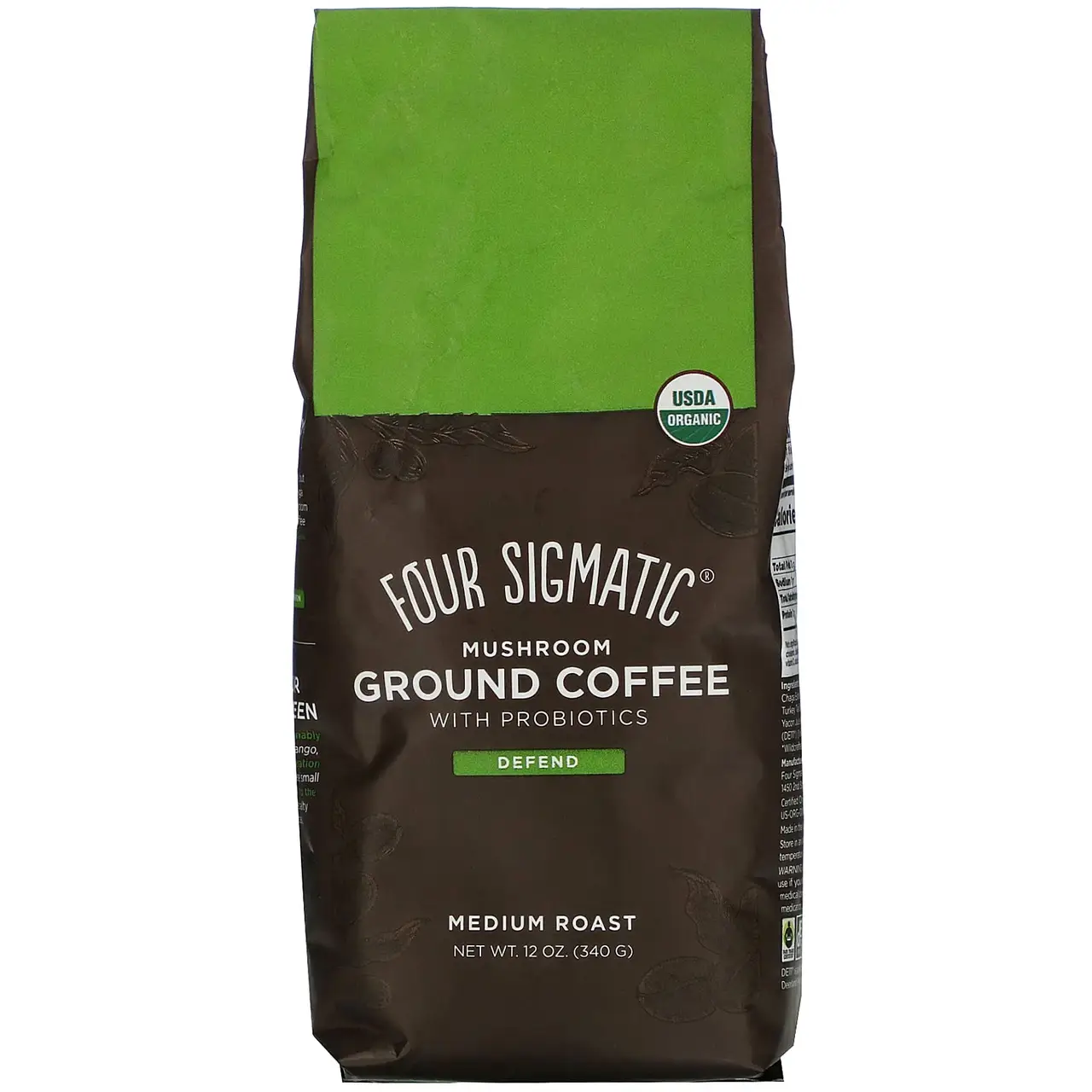 

Four Sigmatic, Молотый кофе с грибами и пробиотиками, средней обжарки, 12 унций (340 г)