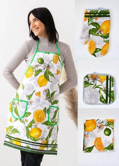 

Набор кухонный 4 предмета с фартуком хлопок Комплект для кухні, Фартук Прихватка Рукавица для Кухни