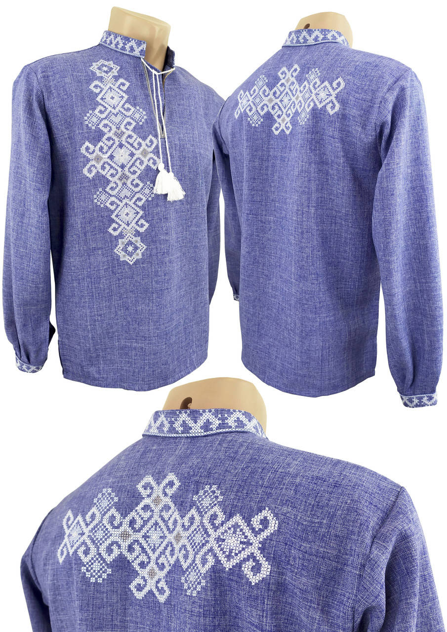 

Джинсовая подростковая вышиванка для мальчика с вышивкой на спине