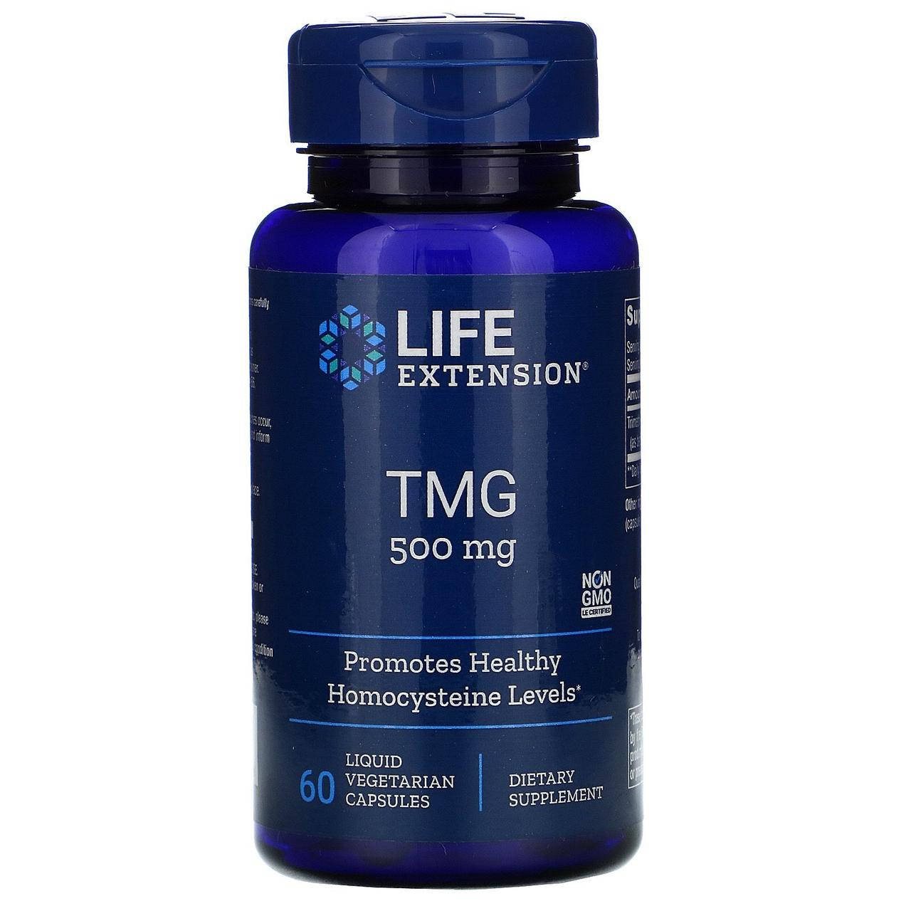 

Триметилглицин Life Extension "TMG" 500 мг (60 жидких капсул)