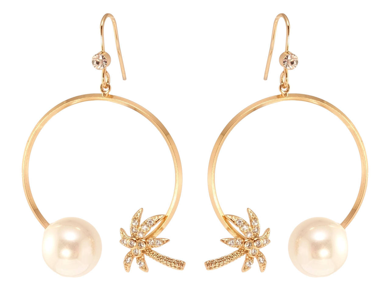 

Серьги Xuping Позолота 18K подвески французский замок "Кольца с пальмой и жемчужиной"