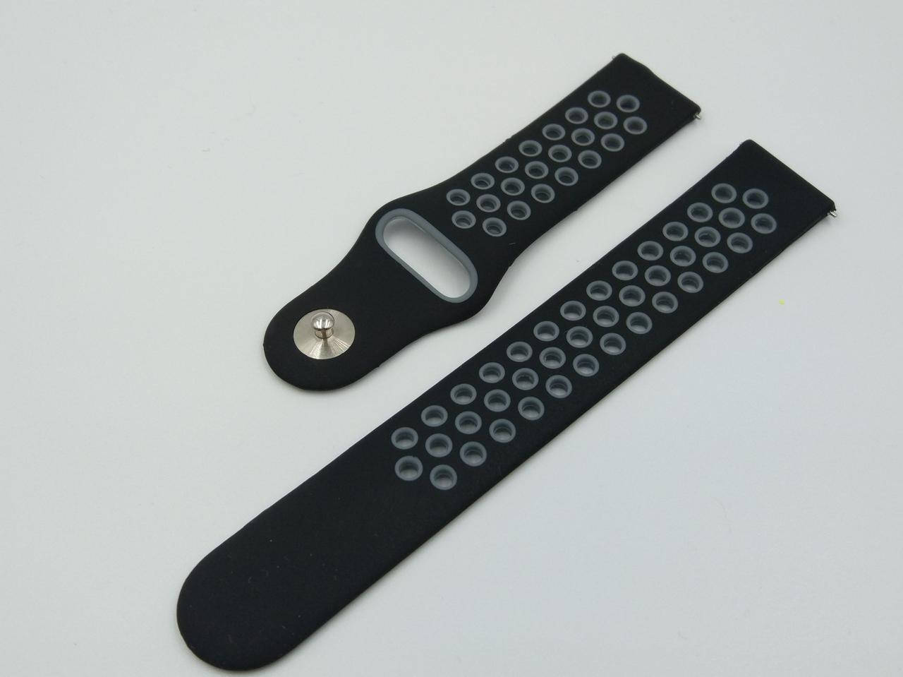 

Ремешок Sport Nike Style для Xiaomi AMAZFIT Bip / 20 мм Black / Gray (Черный / Серый)