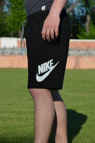 

Мужские летние спортивные шорты Найк (Nike), отличного качества, черные, Черный