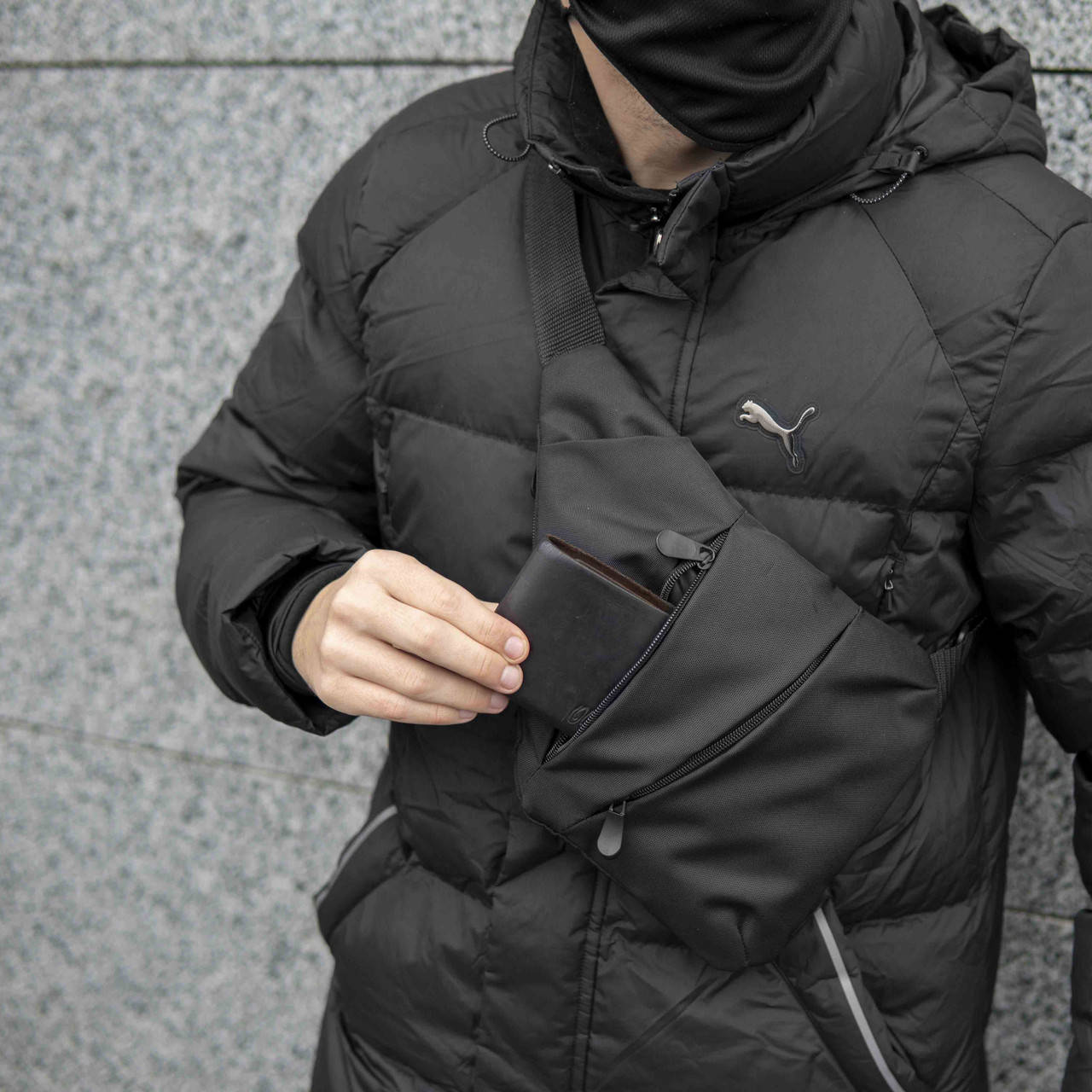 

Стильная мужская нагрудная сумка Cross Body через плечо (Кросс Боди) черная, Черный