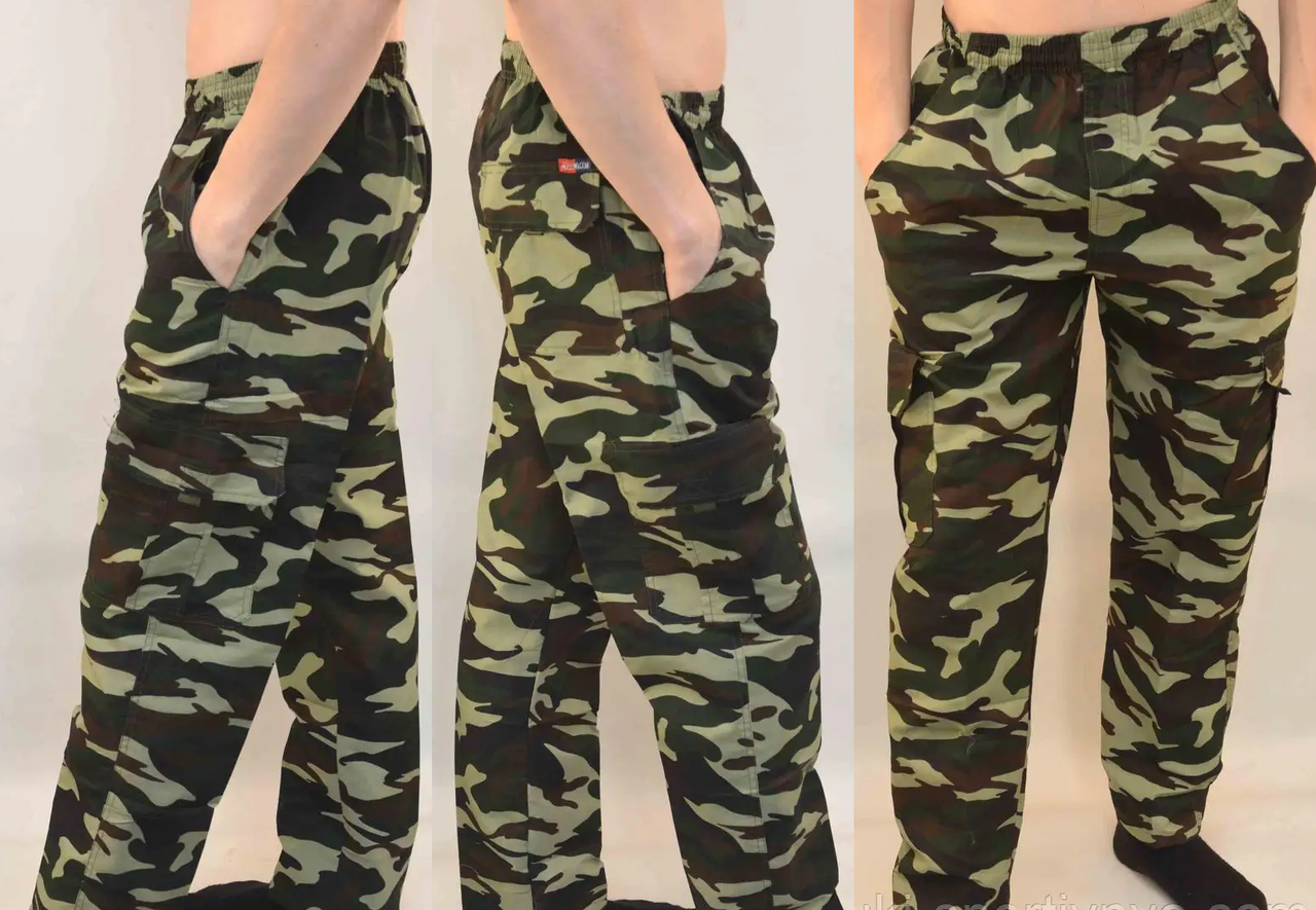 

Мужские спортивный камуфляжные брюки с карманами XL,2XL,3XL,4XL,5XL Плащевка, Хаки