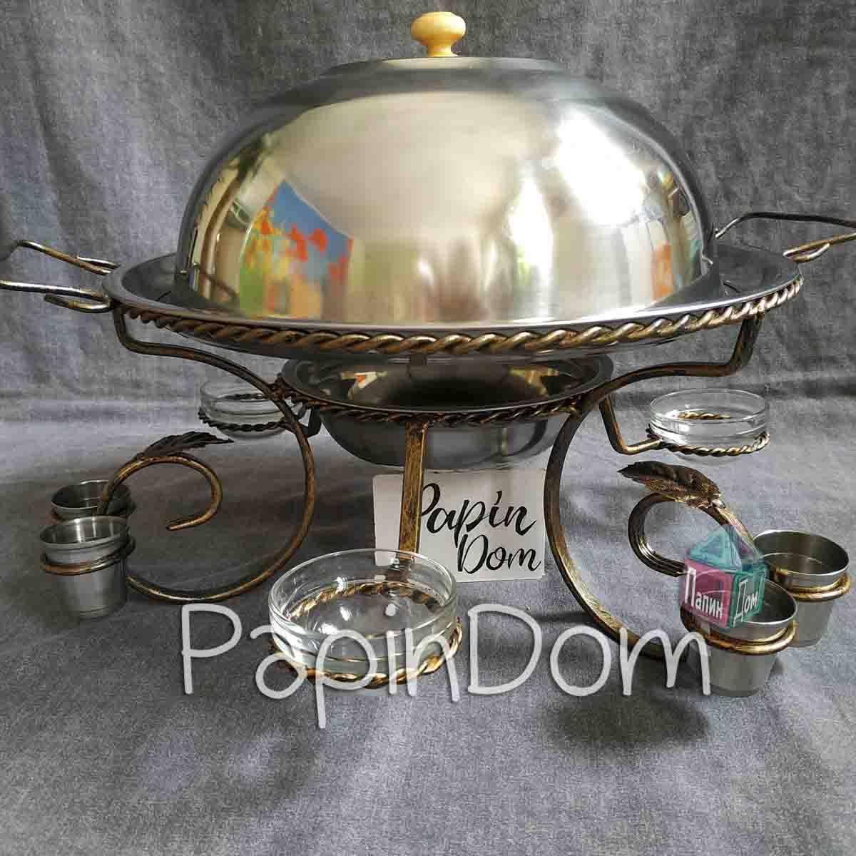 

Садж 36см витой все (стандарт) / Подставка для шашлыка соусницы+рюмки+крышка