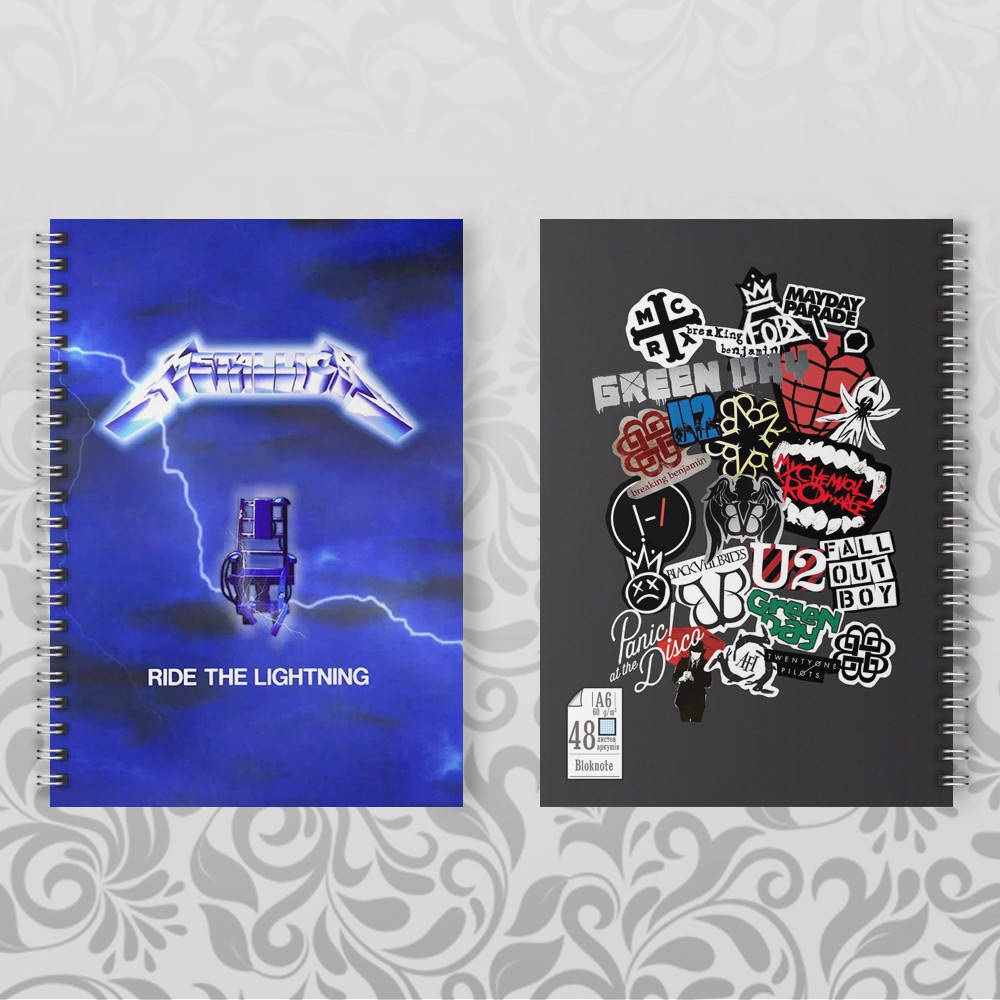 

Блокноты А6 Metallica на пружине 007