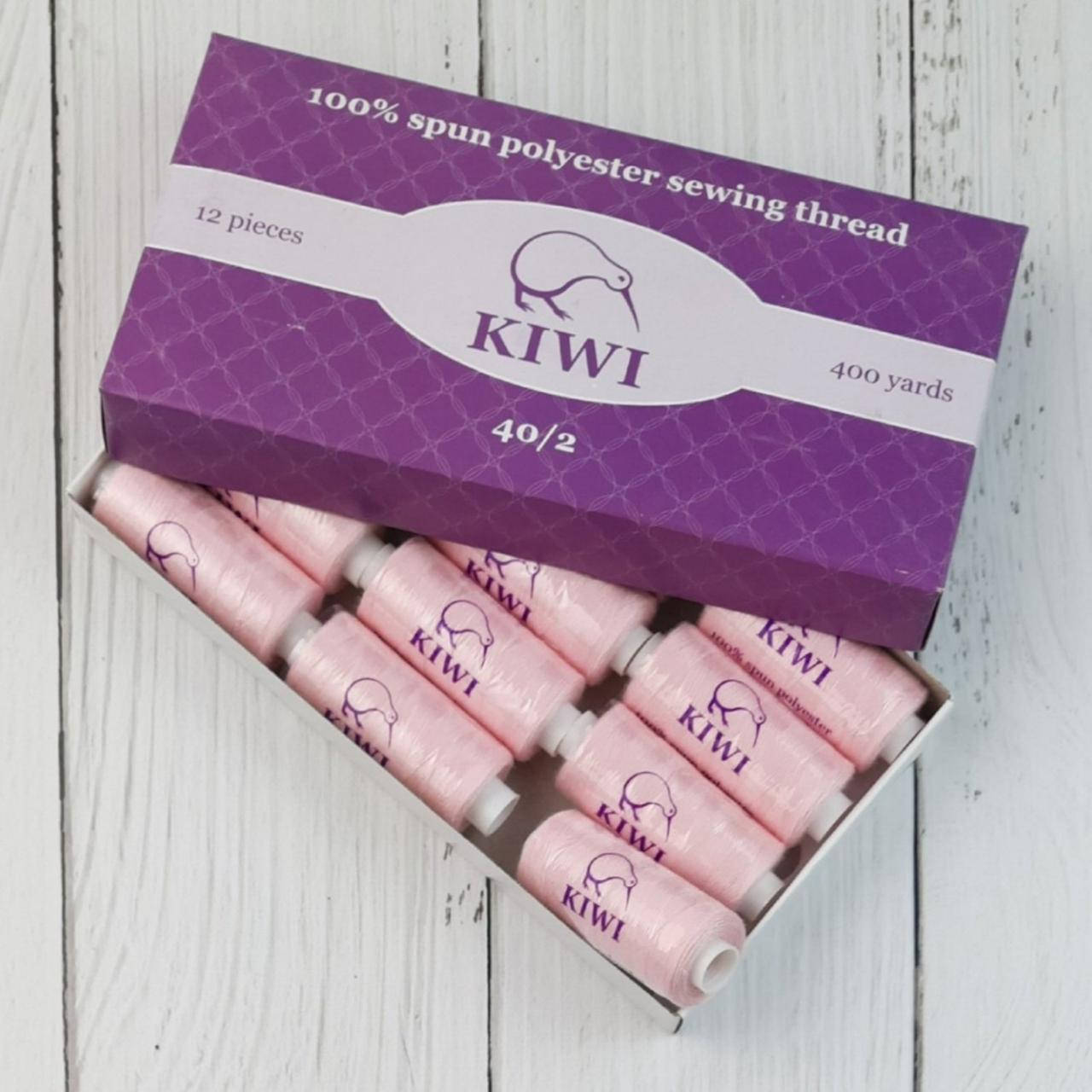 

152 Швейные нитки Kiwi 40/2 (400 ярдов) СВ. РОЗОВЫЙ, Белый