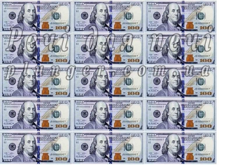 

Вафельна картинка для кондитерских виробів "Долари", (лист А4) Доллары новые 4х9см