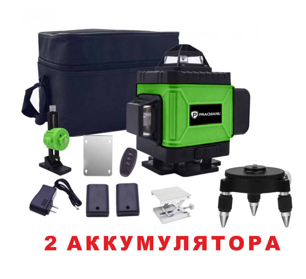 

Лазерный нивелир Pracmanu LD515 4D-16 линий Зеленый луч 2 Аккумулятора