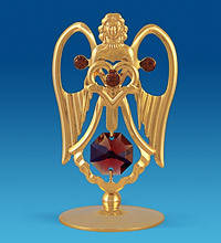 

Позолоченная фигурка "Ангел с сердцем" с цветными кристаллами Сваровски